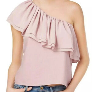 Endless Rose Ruffle Blush Neutral  Off the shoulder Blouse Sz M